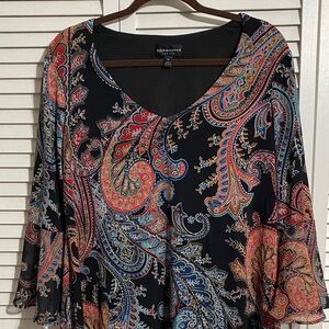 Connected Apparel Black Paisley Dress